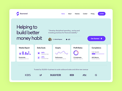 Boomered : Monitor your Investments - HomePage 🌟 branding design graphic design illustration logo typography ui ux vector webflow