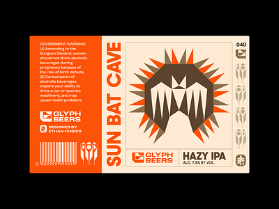 Glyph Beer 49 bat batty beer beer label cave cavern graphic designer halloween icon illustration logo nature packaging packaging design park sol sun sunny symbol vampire