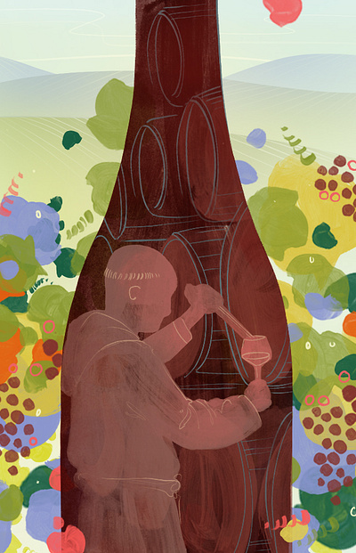 Mary Haasdyk Vooys for Radio Times canadian artist canadian illustrator conceptual illustration editorial illustration illustration illustrationart illustrationartist illustrationzone illustrator making wine mary haasdyk vooys monk religious wine