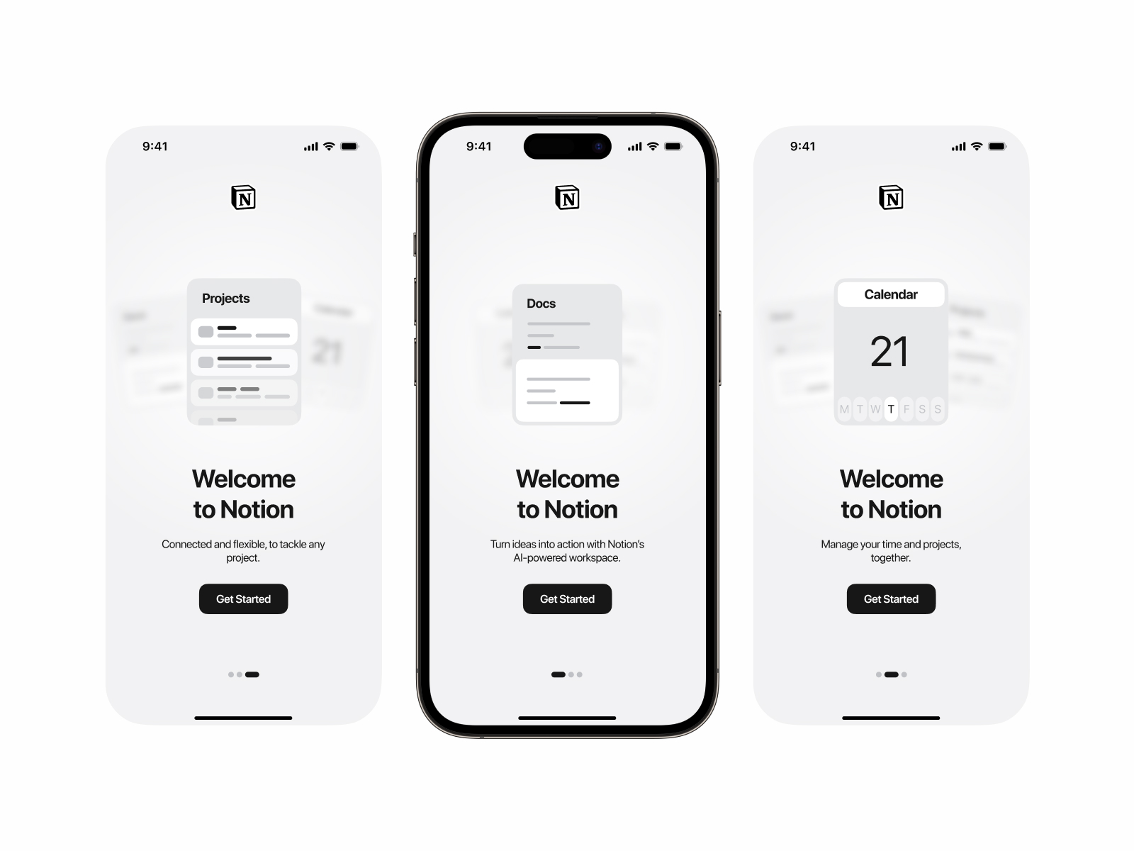 Notion iOS app welcome screen design concept by Vitaliy on Dribbble