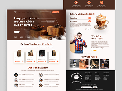 Coffee Shop Landing Page Website cafe coffee bean coffee shop design food and drink food delivery food order home page landing page web web design website website design