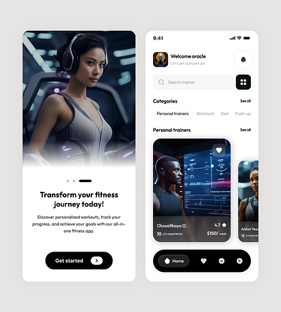 Fitness Mobile app app black blacknwhite fitness fitnessapp mobile mobileapp ui ux