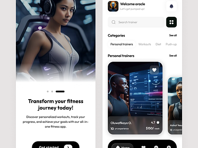 Fitness Mobile app app black blacknwhite fitness fitnessapp mobile mobileapp ui ux