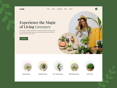 Leafly-Plant Shop Website design typography ui ux web design