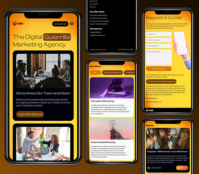 Introducing Hussle Marketing (HM): Optimized for Mobile graphic design husslemarketing marketing marketingagency mobiledesign mobileversion orange ui uiux webdesign