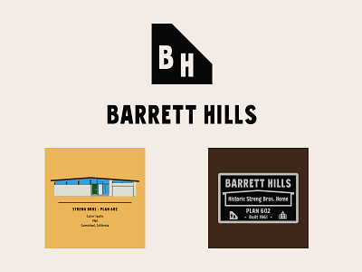 Barrett Hills Streng Bros Homes community - custom artwork adobe illustrator house drawing identity design illustration logo logo design mcm mid century modern minimalist vector vector art vector illustration