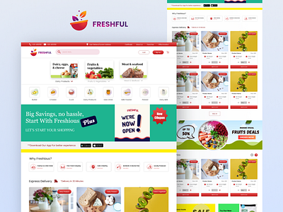 Freshful Landing page app design discount figma xd food sell website landing page resturent website sell site ui uidesign user journey ux web pagfe website design