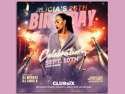 Birthday Flyer Template vip birthday