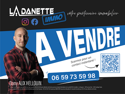 Signalétique "A vendre / Vendu" - La Danette IMMO design graphisme identité visuelle illustrator immobilier logo panneau signalétique