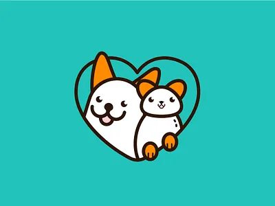 Cute pets logo animal care brand brand identity branding cat logo dog care dog hart dog logo hart and animal logo logo design pet pet care pet logo pets pets logo