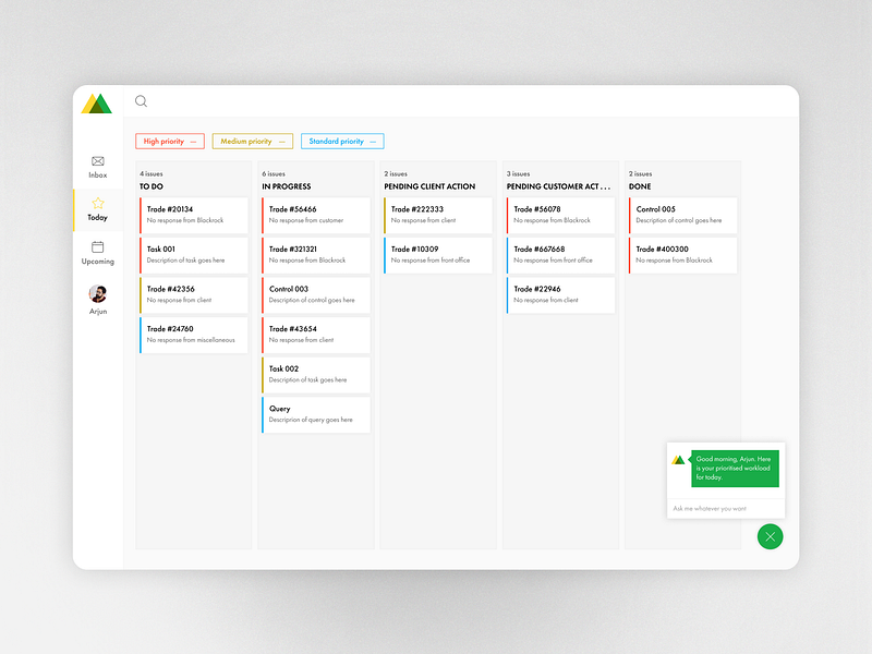 Accenture | Kanban Board branding chatbot customer dashboard dashboard gray kanban board product design project planning sales tools ui ui design ux ux design white