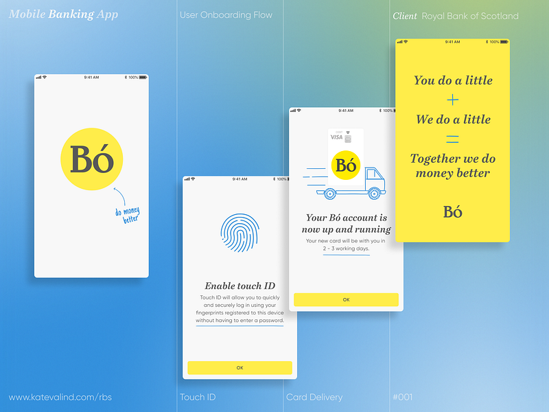 Mobile Banking App | User Onboarding banking blue fintech illustration mobile mobile app onboarding product design touch id ui ui design ux ux design yellow
