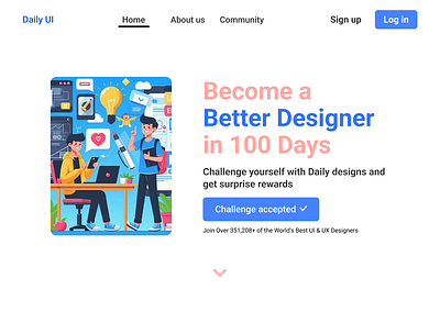 Day 100 of the Daily UI challenge on redesign of DailyUI website 100th day daily ui dailyui design figma redesign ui ux website design