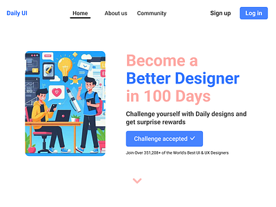 Day 100 of the Daily UI challenge on redesign of DailyUI website 100th day daily ui dailyui design figma redesign ui ux website design