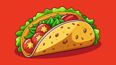 Taco Food Illustration adobe illustration design flat design flat illustration food green illustration illustration taco vector