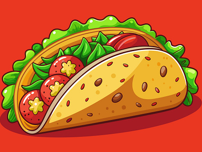 Taco Food Illustration adobe illustration design flat design flat illustration food green illustration illustration taco vector