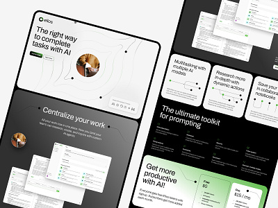 EllosAI Redesign ai dark grayscale green landing page logo minimal rebrand uiux website