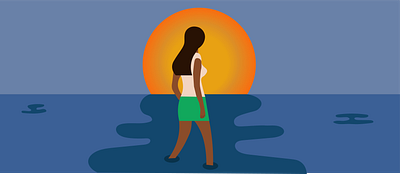 Sunset By the Sea adobe illustrator beach girl native girl nature outdoors summer sunset