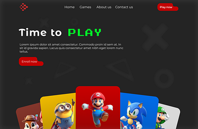 Gaming webpage game design gaming web page ui web web design