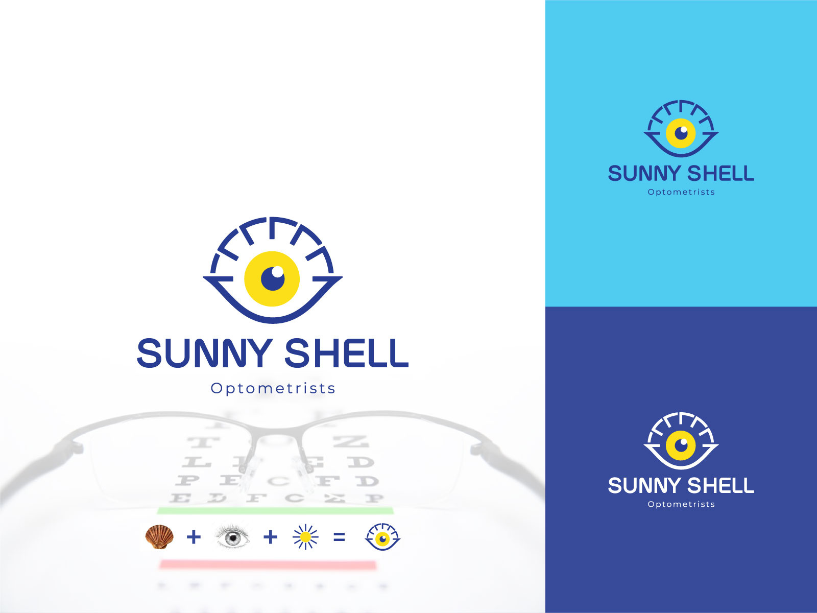 Sunny Shell Logo, Shell + Eye + Sun, Optometry, Eye Health by Md