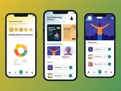 Mindful Melodies: Mobile App UI app meditation mindfullnes mobileapp musicapp ui