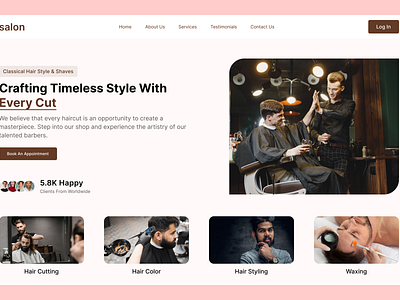 salon services Landing Page design booking colour design figma salon services typoghr ui