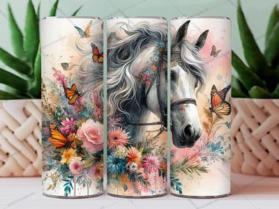 Floral Horse Skinny Tumbler Wrap 20 oz tumbler design 30 oz tumbler design color image custom tumbler design tumbler floral vector horse art horse background horse vector illustration photography seamless tumbler skinny tumbler sublimation tumbler design tumbler sublimation tumbler template tumbler warp vector art waterslide tumbler