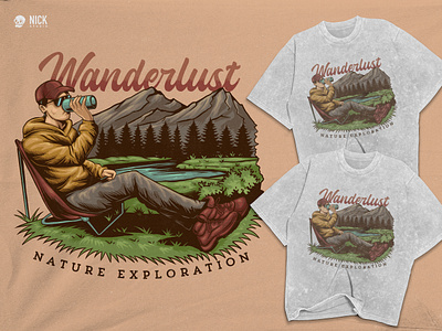 Wanderlust adventure illustration apparel design artwork branding design camping classic hand drawing illustration merchandise old school outdoor gear retro retro badge skull tshirt design vector vintage vintage badge vintage design wildlife