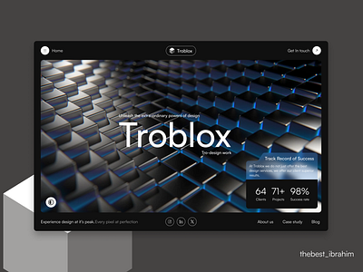 Troblox Design Agency Landing Page 3d animation dark mode futuristc landing page motion graphics ui web design