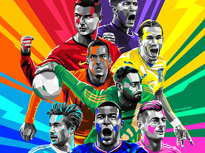 Euro 2024 Illustrations artwork colorful cristiano ronaldo euro 2024 football illustration illustrator mbappe motion graphics pop art sports wpap