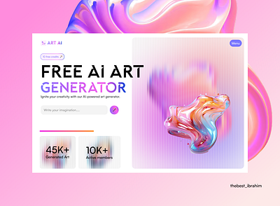 AI Generator Landing Page abstract art ai art design gradient landing page uiux web design