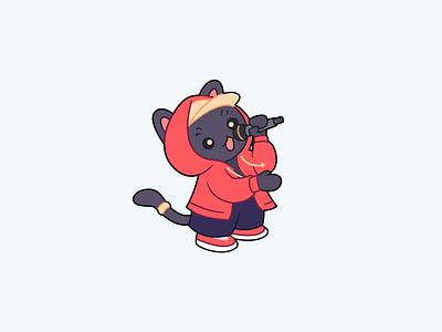 Cute Black Cat Rapper Done for Client! 2d cute funny graphic design illustration interesting mascot playful simple