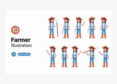 Farmer Character Flat Illustration Collection branding countryside design farmers market flat illustration