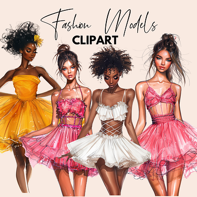 Fashion Models Illustration / Clipart clipart design illustration
