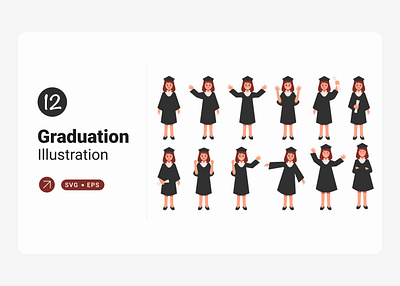 Graduation Character Flat Illustration Collection design female flat graduation illustration