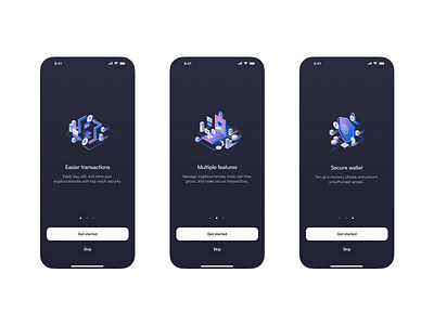 Onboarding screen for crypto wallet app app bitcoin crypto cryptocurrencies design ethereum finance illustration mobile mobile app mobile design onboarding product design security ui ux wallet
