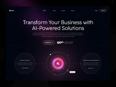 AI Product Website Concept ai ai landing page ai website circle creative dark mode design gradient interface design landing page modern product product design technology ui design ui ux user interface design web design