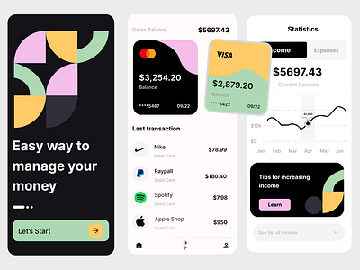 Money management app branding ui