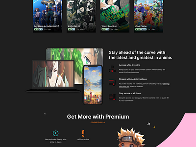 Landing Page - #DailyUI 003 anime streaming website daily ui daily ui 003 design figma landing page landing page design landing page ui online anime streaming website redesign ui ui challenge ui design user experience user interface ux design web designing website landing page wesbite landing page ui