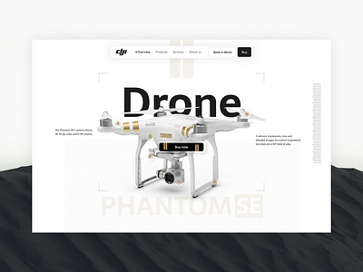 DJI Phantom SE Landing Page drone futuristic landing page landscape minimalistic product design uiux