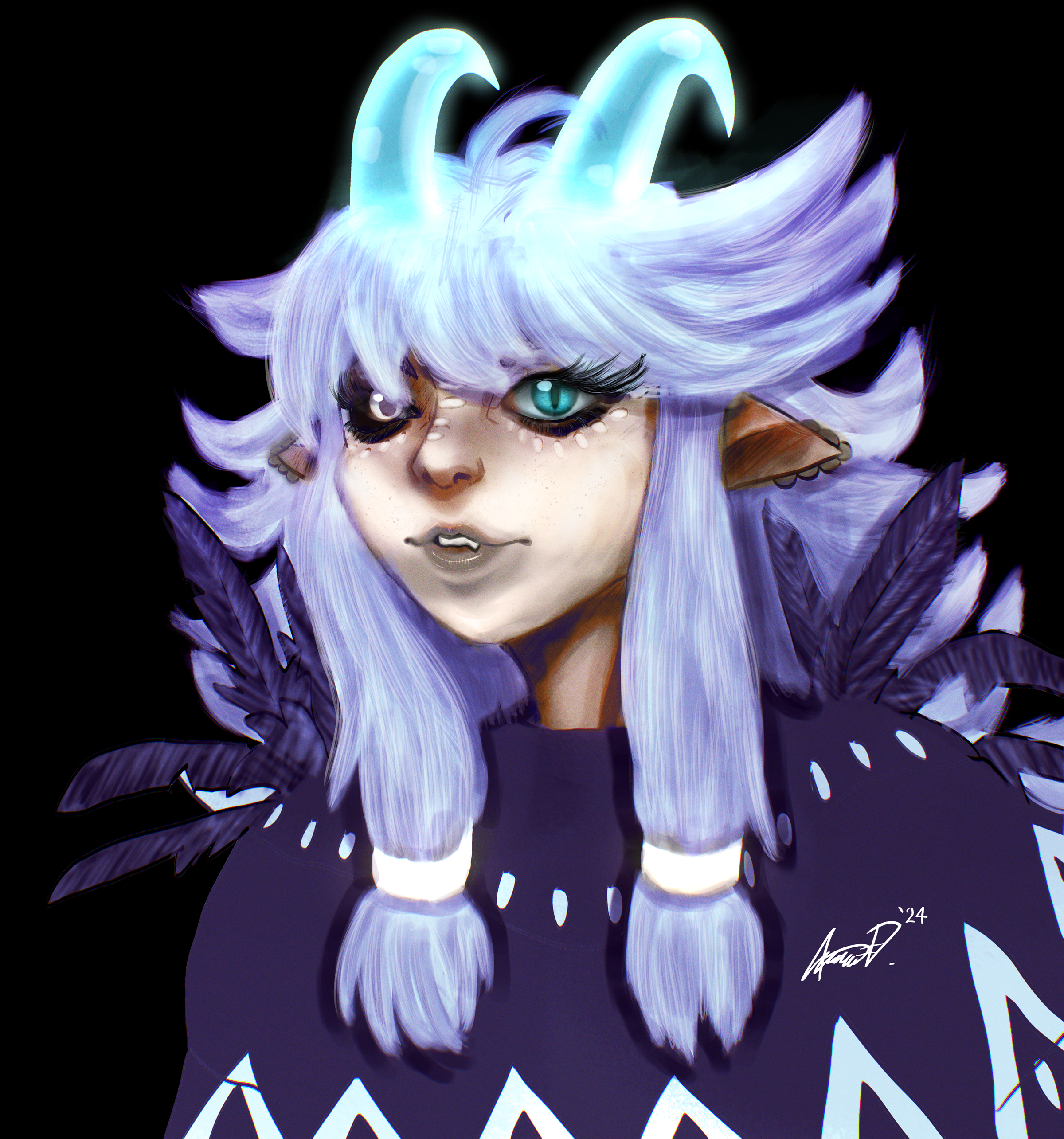 Tuesday Portrait art character design clip studio paint cursed demon digital art gift glowing humanoid illustration oc painting portrait