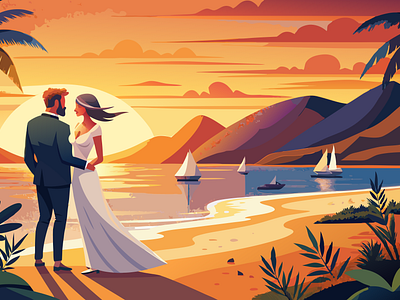 A Honeymoon to Remember! branding graphic design illustration ui vector
