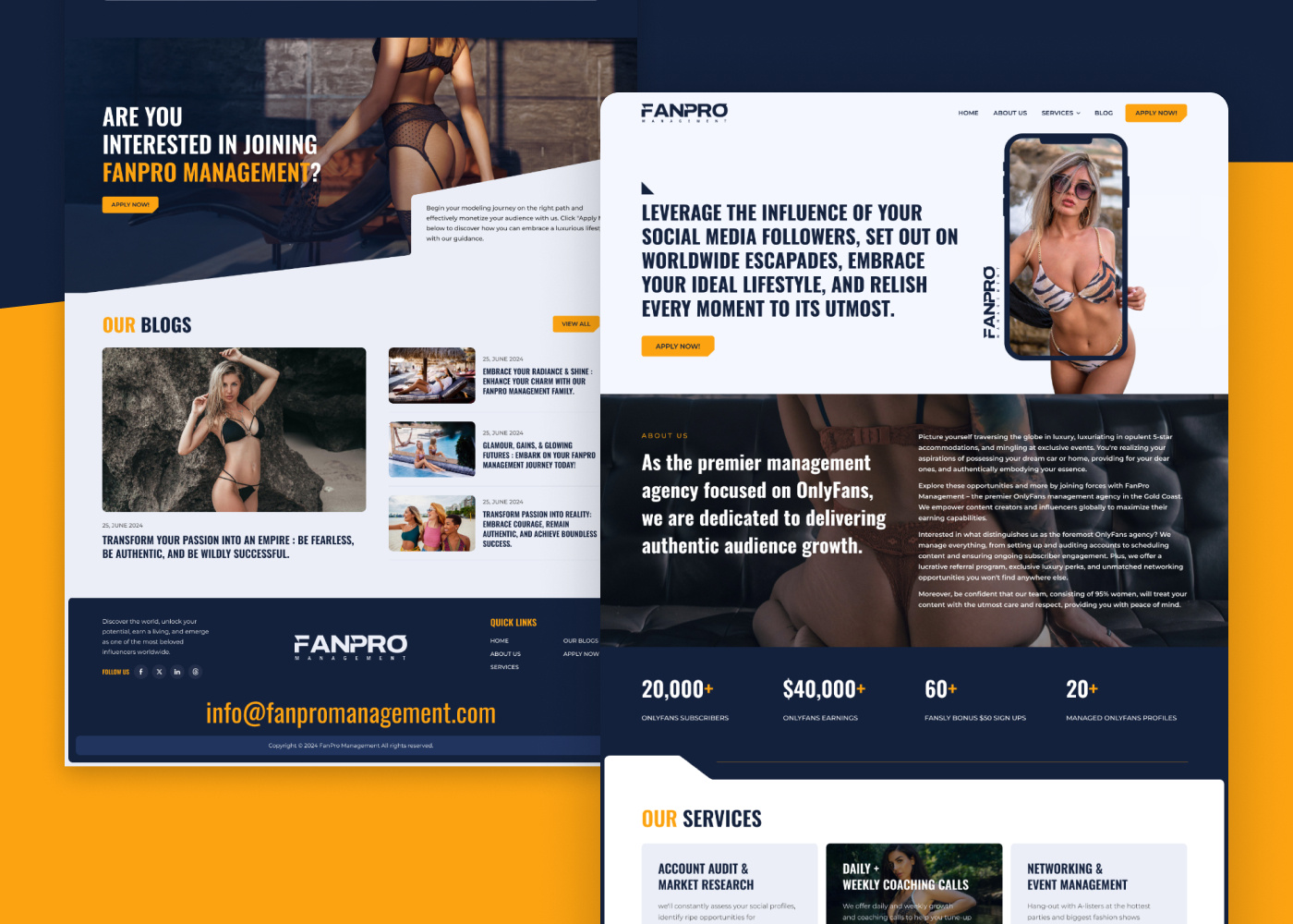 Example of Only Fans Agency Websites Develop, Design