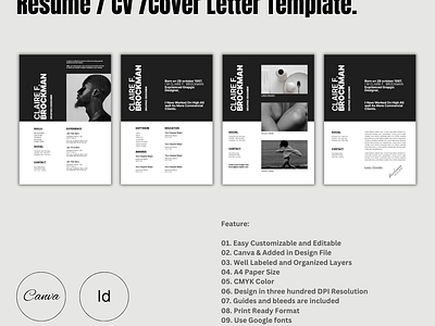 Professional, Resume / CV / Portfolio canva indesign resume cv resume design