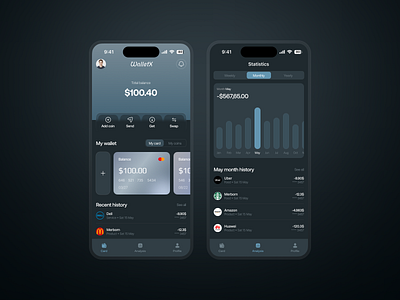 WalletX Mobile App app design clean design dark design master card mobile app onlien payment online shoping online wallet payment product desgin uiux uiux designer wallet wallet mobile app