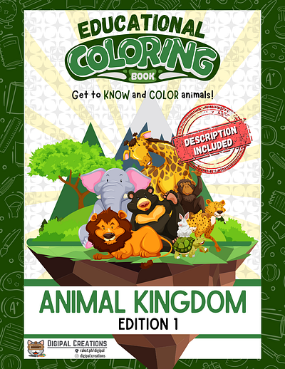 Educational Coloring (Animal Kingdom) Book Covers branding graphic design logo