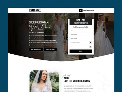 Perfect Wedding Dress - Landing Page clean couple creative website iage landing page luxury marr minimal mockup planner ui web ui website wedding wedding dress wedding website white space wordpress