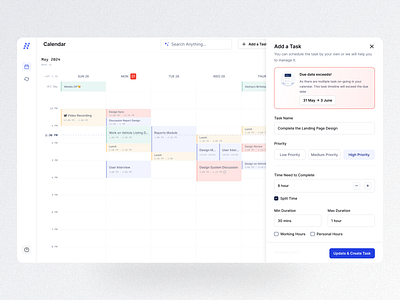 AI Calendar - Add task ai ai app calendar ui visual design