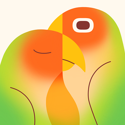 Lovebirds 2d 2dillustration adobe illustrator birds illustration illustrator lovebirds procreate shapes vector