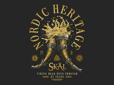 Skal ale apparel design beer clothing design design for sale loki mead nordic heritage norse odin skal streetwear t shirt design thor valhalla viking viking horn viking merch viking runes viking t shirt